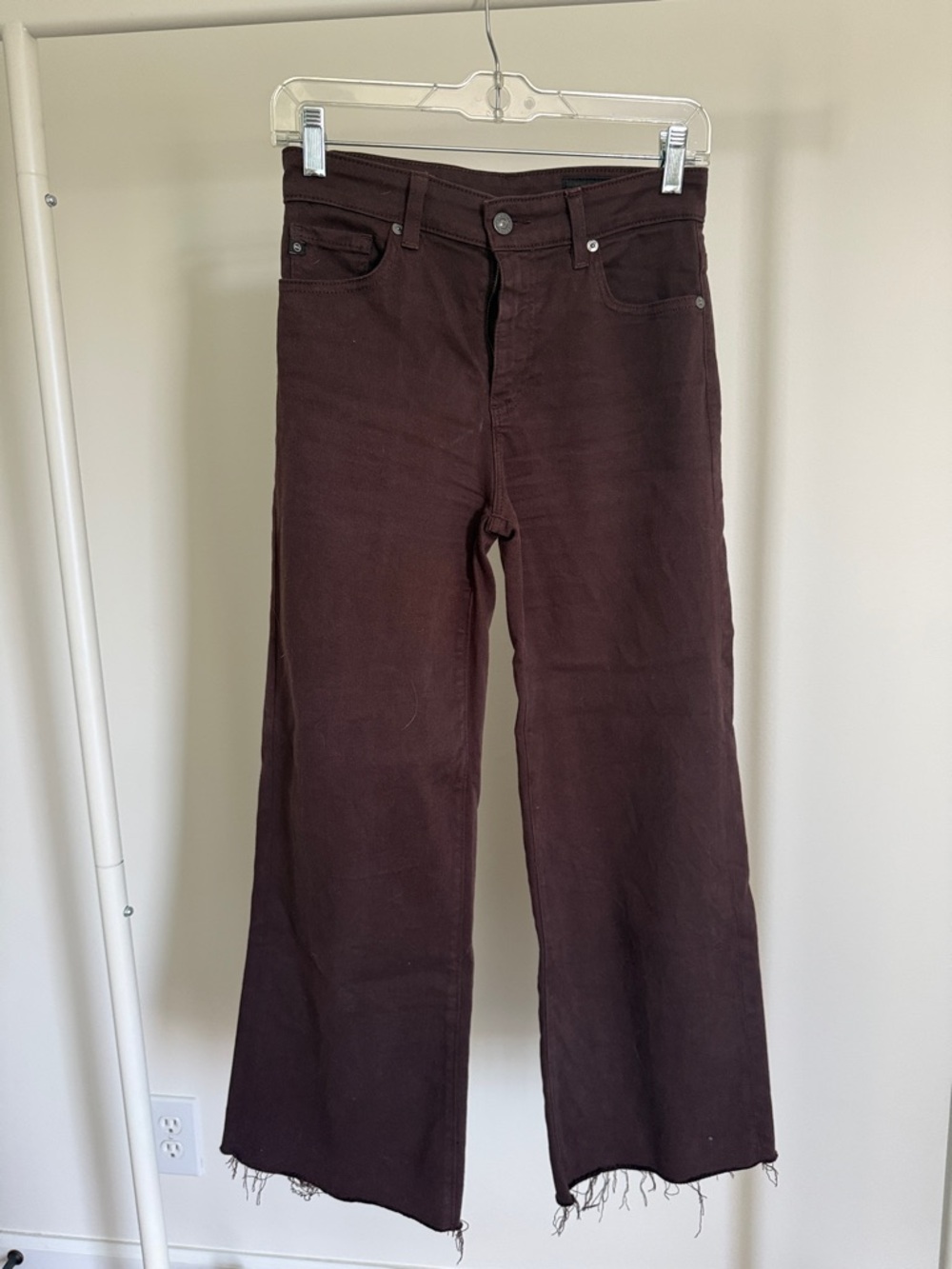 AG Adriano Goldschmied Women's Dark Brown Wide-Leg Jeans